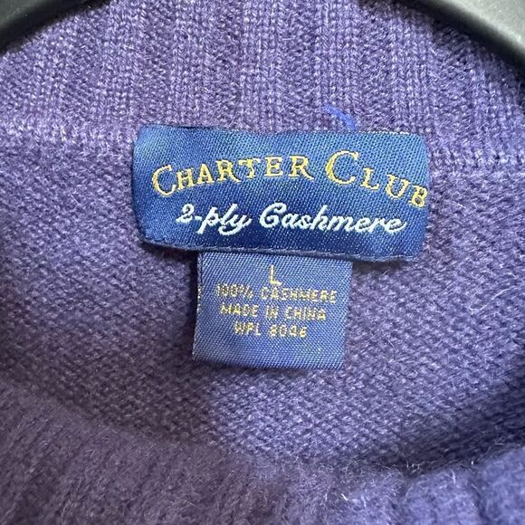 Charter Club 2-PLY Luxury 100% Cashmere Purple Sweater Pullover Turtleneck - Picture 6 of 8